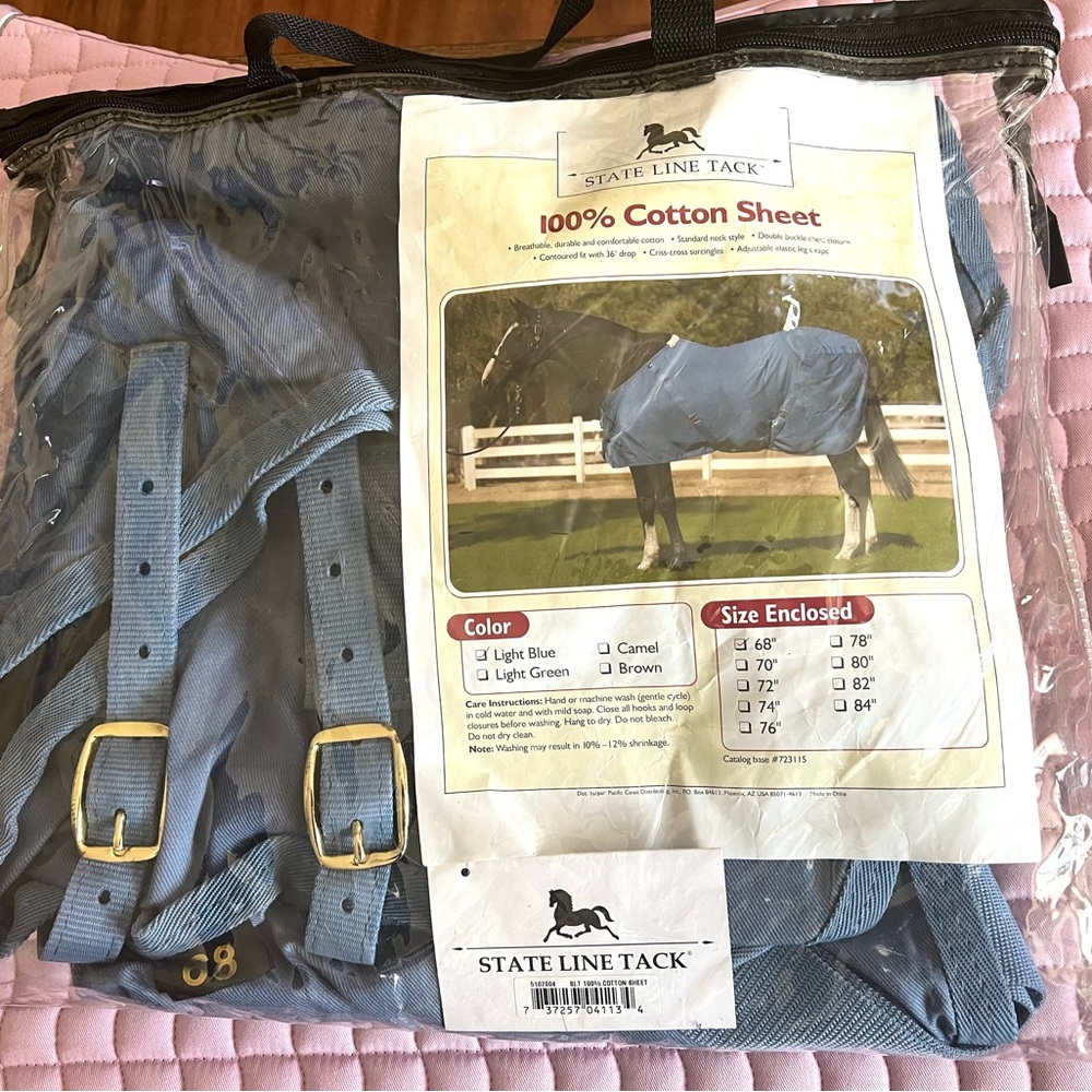 State Line Tack 100% Cotton Sheet 68” Light Blue